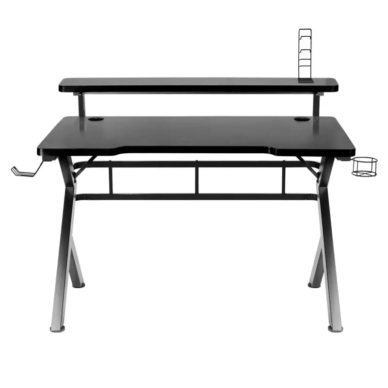 Mängulaud Huzaro Hero 5.0 Must – sirge alumiiniumraam, süsinikkiust stiilis lauaplaat 1200×600 mm