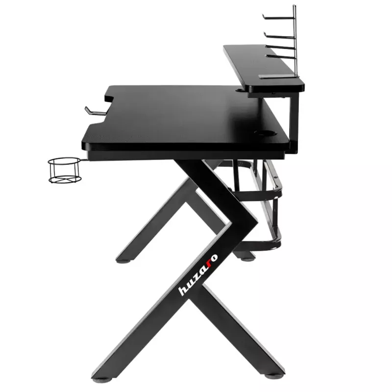 Mängulaud Huzaro Hero 5.0 Must – sirge alumiiniumraam, süsinikkiust stiilis lauaplaat 1200×600 mm
