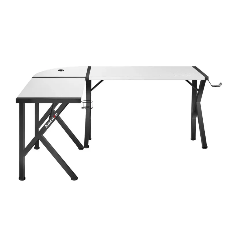Nurgamängulaud Huzaro Hero 6.3 Valge L-kujuline süsinikkiust pealispind 1540×1170×740 mm