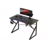Mängulaud Huzaro Hero 1.7 RGB Must — sirge ergonoomiline laud 1200x600 mm, 750 mm kõrgus, LED, topsihoidja, kõrvaklappide konks