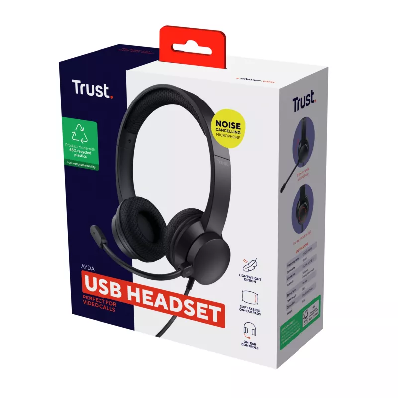 Trust Ayda Headset Wired Head-band Calls/Music USB Type-A Must
