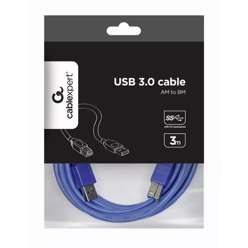 GEMBIRD USB 3.0 kaabel A-pistik/B-pistik 3 m – sinine