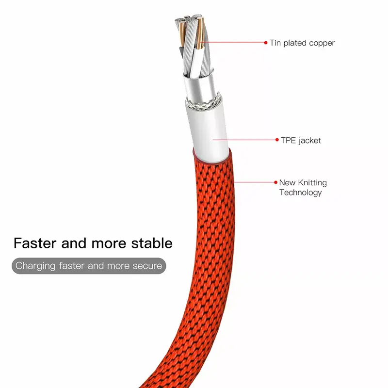 USB-A kuni Lightning kaabel Baseus Yiven 1.8 m, 2 A väljund, punane, termoplastsest elastomeerist ümbris