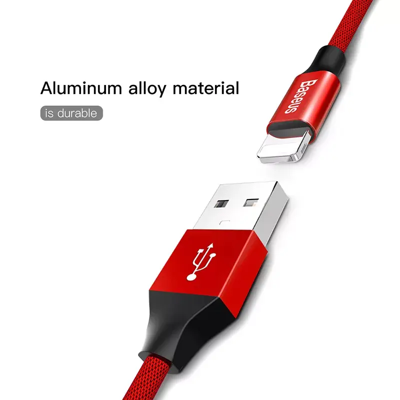 USB-A kuni Lightning kaabel Baseus Yiven 1.8 m, 2 A väljund, punane, termoplastsest elastomeerist ümbris