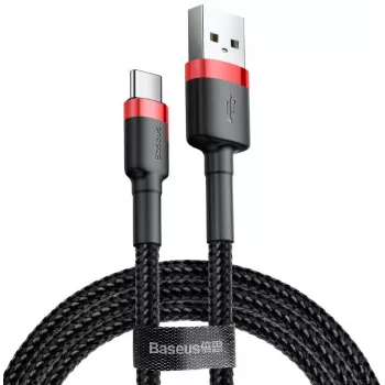 BASEUS punutud Cafule kiirlaadimiskaabel - USB Type-A kuni Type-C 2A - 2 m - must (nailon)