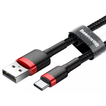 BASEUS punutud Cafule kiirlaadimiskaabel - USB Type-A kuni Type-C 2A - 2 m - must (nailon)