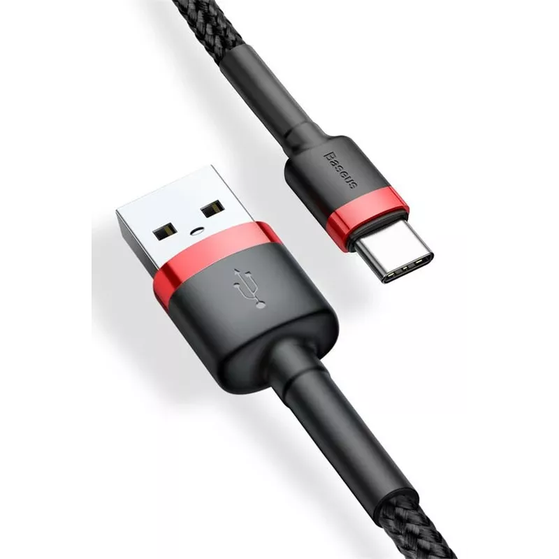 BASEUS punutud Cafule kiirlaadimiskaabel - USB Type-A kuni Type-C 2A - 2 m - must (nailon)
