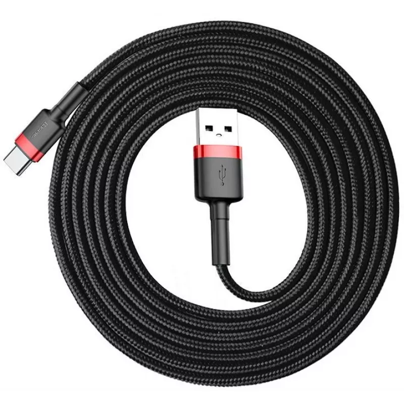 BASEUS punutud Cafule kiirlaadimiskaabel - USB Type-A kuni Type-C 2A - 2 m - must (nailon)