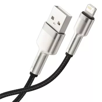 BASEUS Fast Charge Cafule andmekaabel - USB Type-A Lightningule - 480Mbps (2.4A PD) - 1m - Must