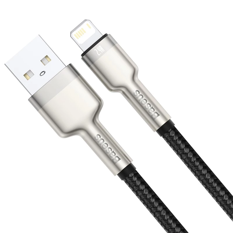BASEUS Fast Charge Cafule andmekaabel - USB Type-A Lightningule - 480Mbps (2.4A PD) - 1m - Must