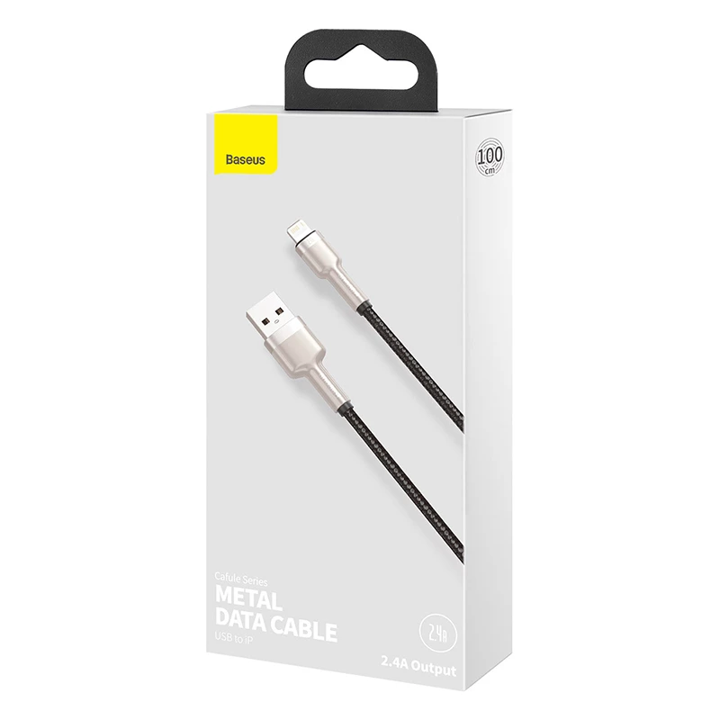 BASEUS Fast Charge Cafule andmekaabel - USB Type-A Lightningule - 480Mbps (2.4A PD) - 1m - Must