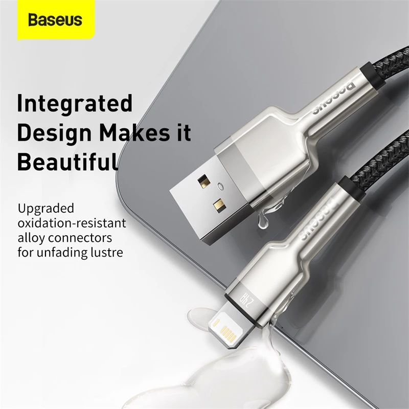 BASEUS Fast Charge Cafule andmekaabel - USB Type-A Lightningule - 480Mbps (2.4A PD) - 1m - Must
