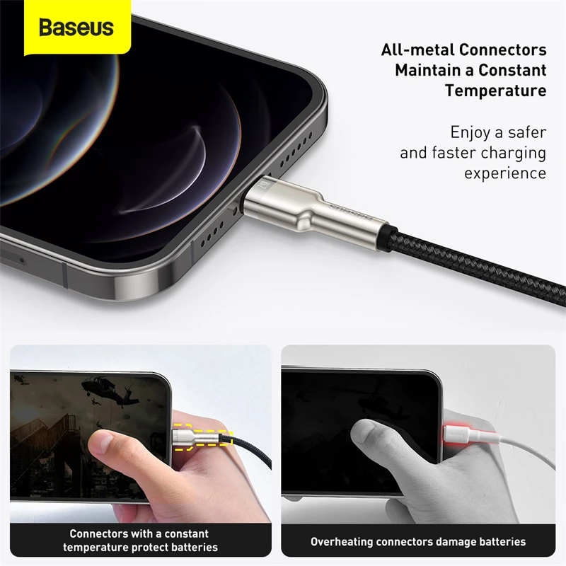 BASEUS Fast Charge Cafule andmekaabel - USB Type-A Lightningule - 480Mbps (2.4A PD) - 1m - Must