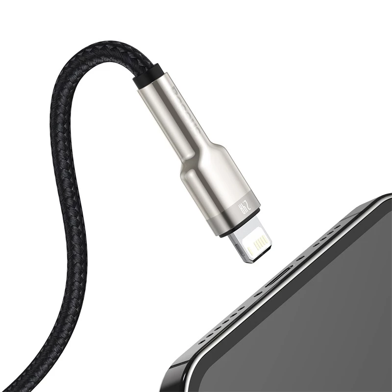 BASEUS Fast Charge Cafule andmekaabel - USB Type-A Lightningule - 480Mbps (2.4A PD) - 1m - Must