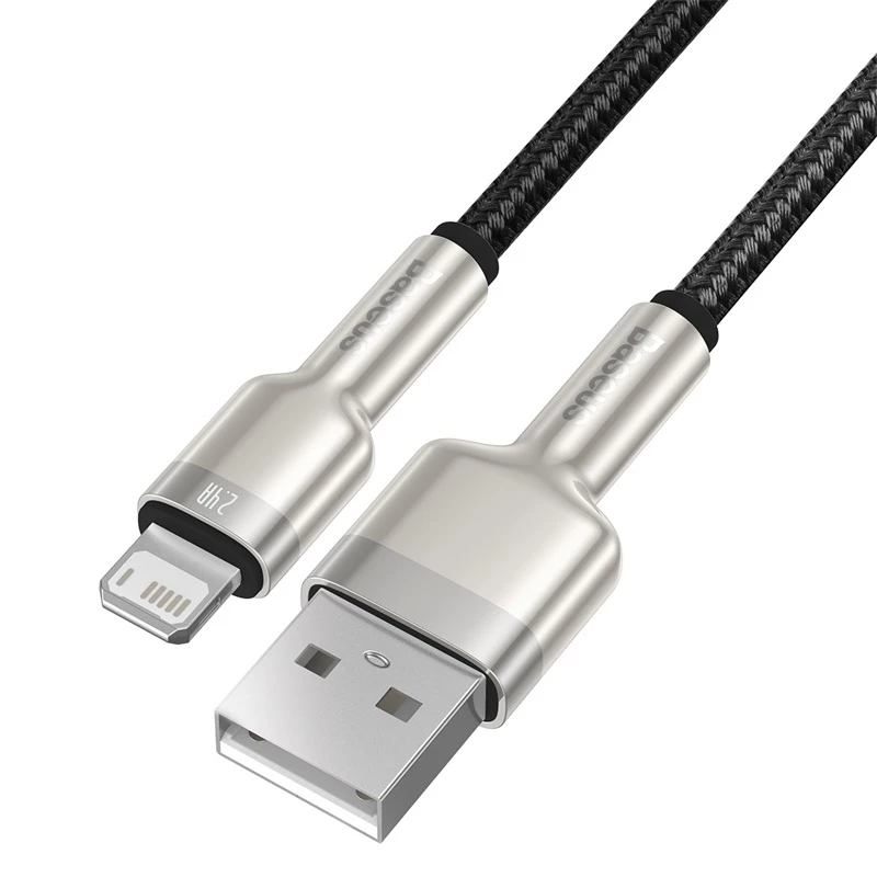 BASEUS Fast Charge Cafule andmekaabel - USB Type-A Lightningule - 480Mbps (2.4A PD) - 1m - Must