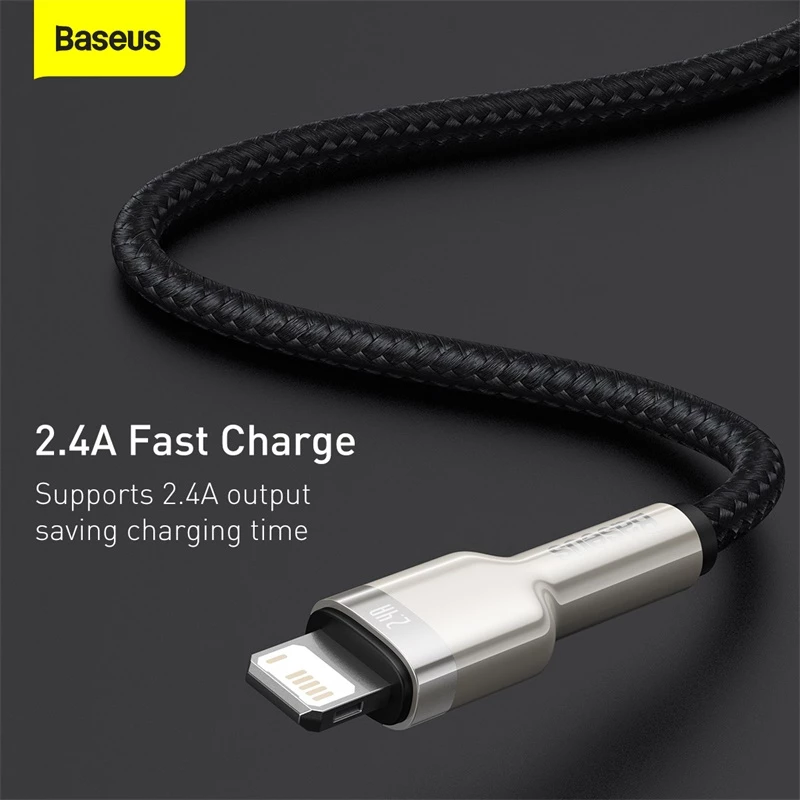 BASEUS Fast Charge Cafule andmekaabel - USB Type-A Lightningule - 480Mbps (2.4A PD) - 1m - Must
