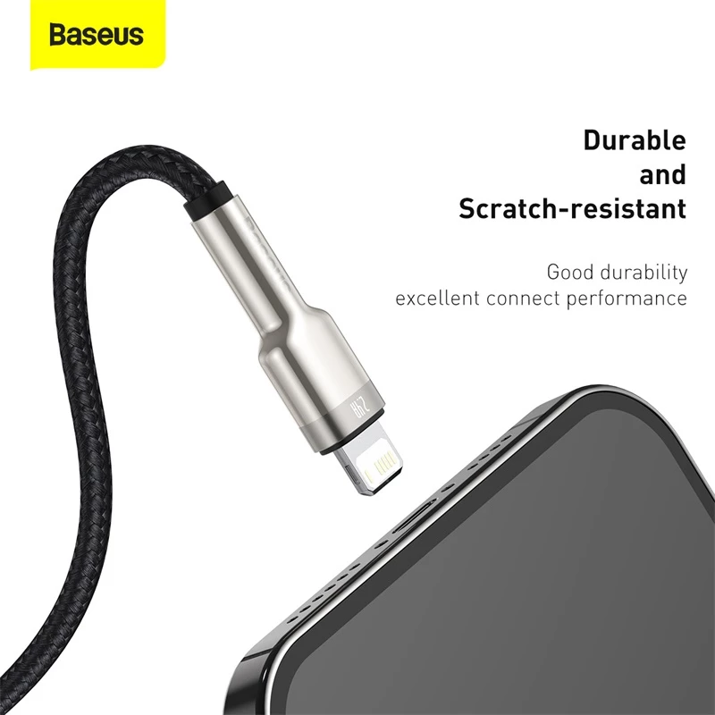 BASEUS Fast Charge Cafule andmekaabel - USB Type-A Lightningule - 480Mbps (2.4A PD) - 1m - Must