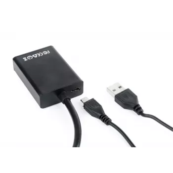 GEMBIRD VGA-HDMI-adapterikaabel, USB-toitega 15 cm – must