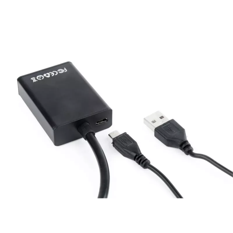 GEMBIRD VGA-HDMI-adapterikaabel, USB-toitega 15 cm – must
