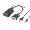 GEMBIRD VGA-HDMI-adapterikaabel, USB-toitega 15 cm – must