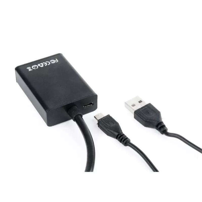 GEMBIRD VGA-HDMI-adapterikaabel, USB-toitega 15 cm – must