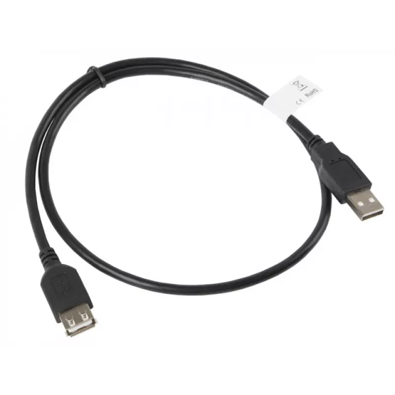 USB A - USB A kaabel LANBERG CA-USBE-10CC-0007-BK, USB 2.0, 0,7 m, must