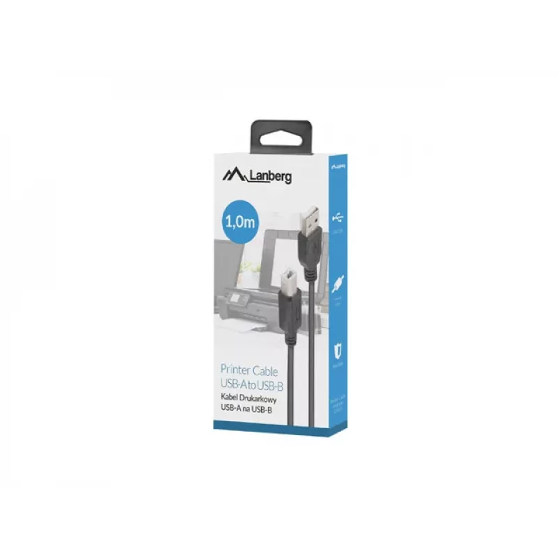 LANBERG USB-a(m)->USB-b(m) 2.0 kaabel 1 m must ferriittuumaga karbis