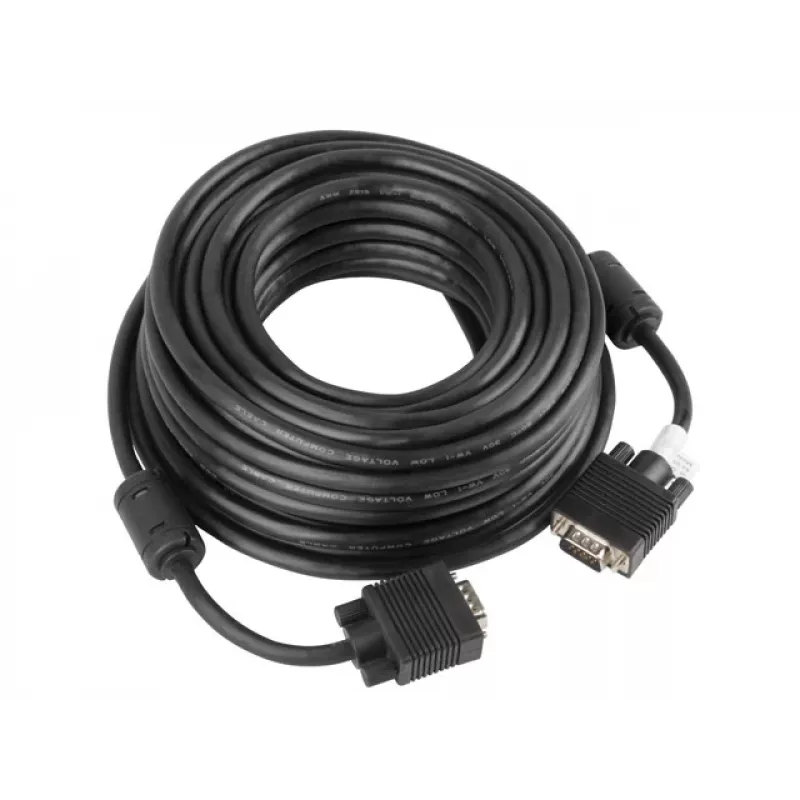 VGA-kaabel LANBERG CA-VGAC-10CC-0150-B — 15 m, VGA (D-Sub) isane-isanele, must, ferriitsüdamik