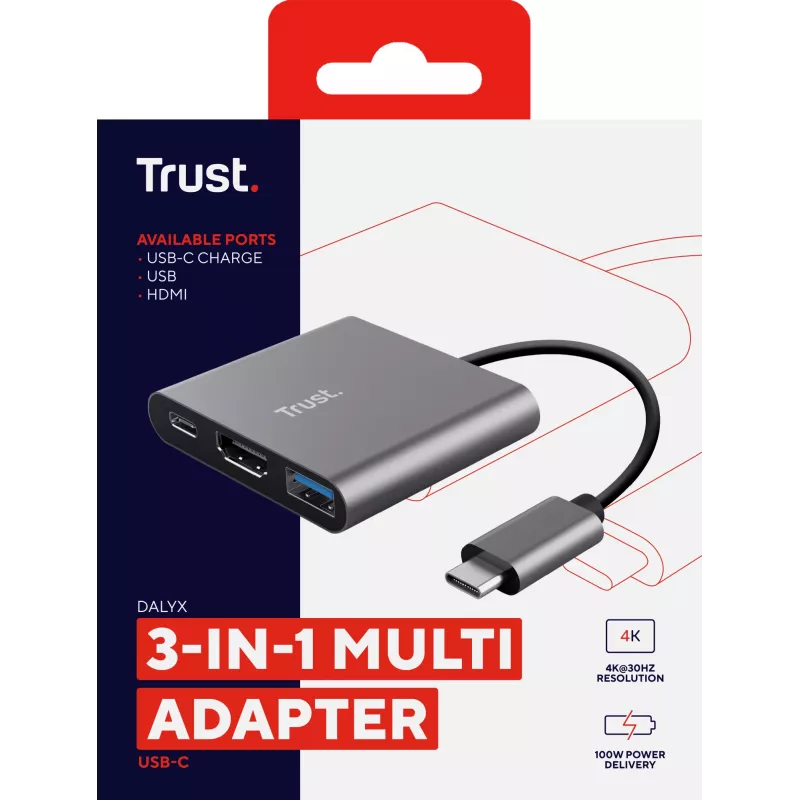 Trust Dalyx USB 3.2 Gen 1 (3.1 Gen 1) USB-C Alumiinium, Must