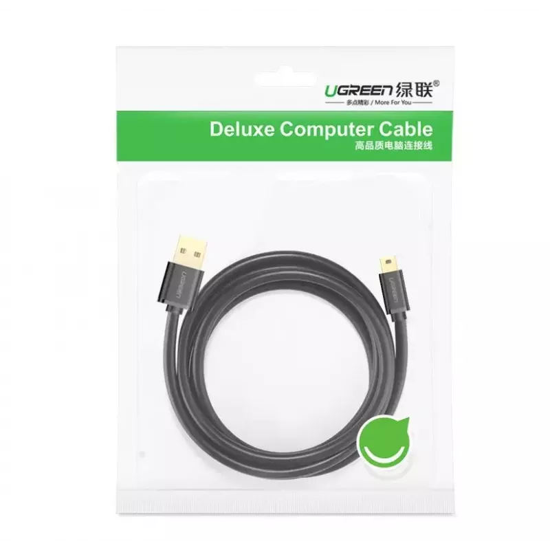 USB-kaabel UGREEN 10385 Mini-USB 480 Mbps 1,5 m must, kiirlaadimine