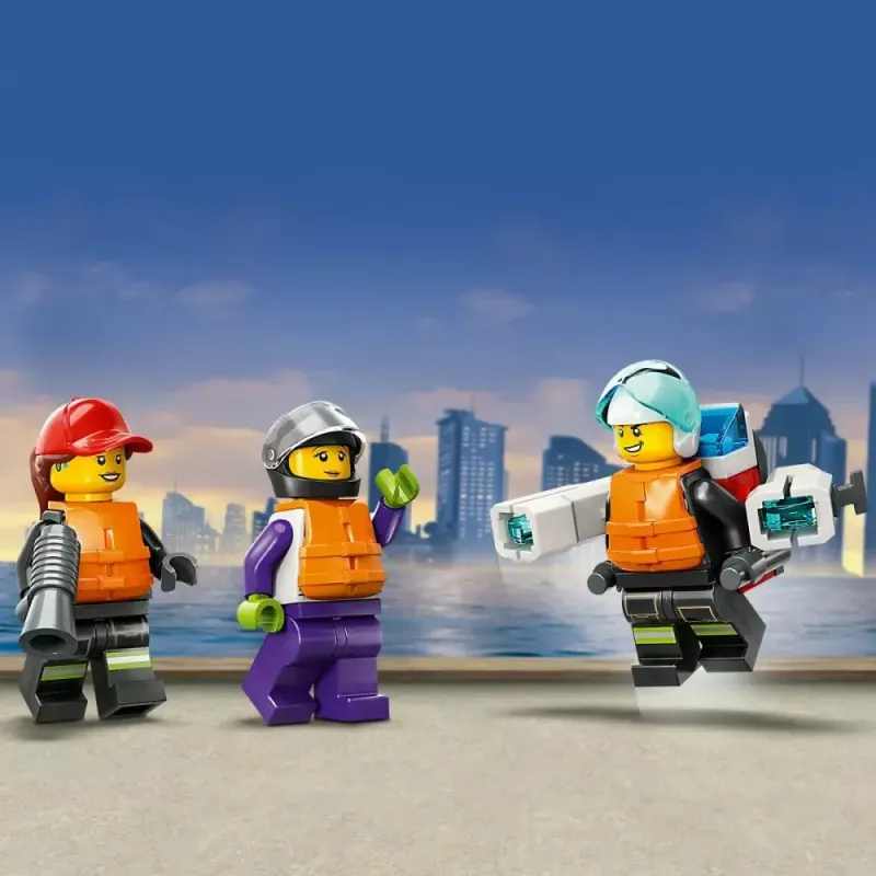 LEGO mängukomplekt Tuletõrjepaat 60373 — City seeria, 144 tk, 3 minifiguuri, vanusele 5+, mõõdud 80×230×70 mm