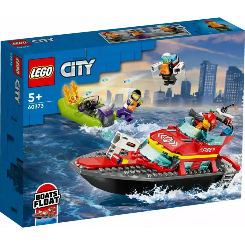 LEGO mängukomplekt Tuletõrjepaat 60373 — City seeria, 144 tk, 3 minifiguuri, vanusele 5+, mõõdud 80×230×70 mm
