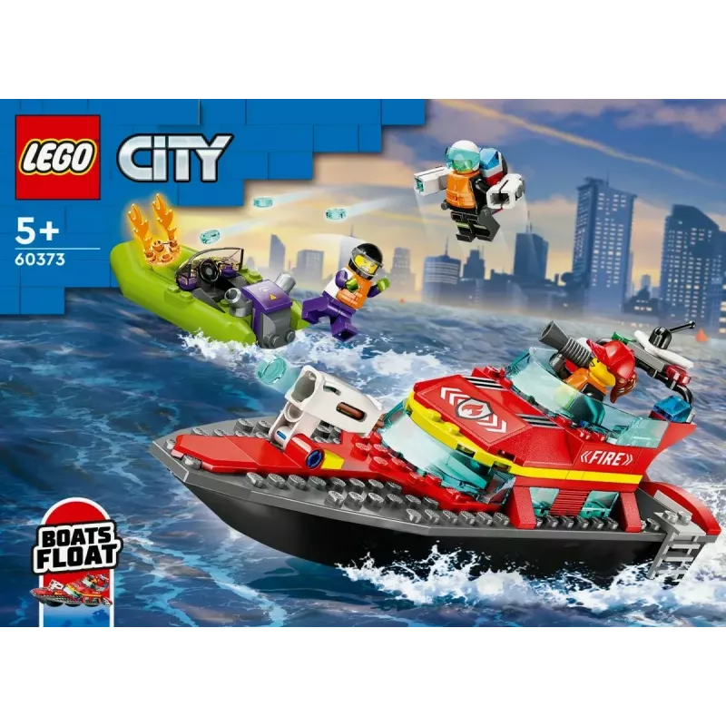 LEGO mängukomplekt Tuletõrjepaat 60373 — City seeria, 144 tk, 3 minifiguuri, vanusele 5+, mõõdud 80×230×70 mm