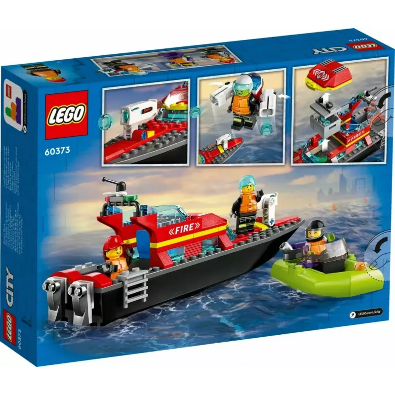 LEGO mängukomplekt Tuletõrjepaat 60373 — City seeria, 144 tk, 3 minifiguuri, vanusele 5+, mõõdud 80×230×70 mm