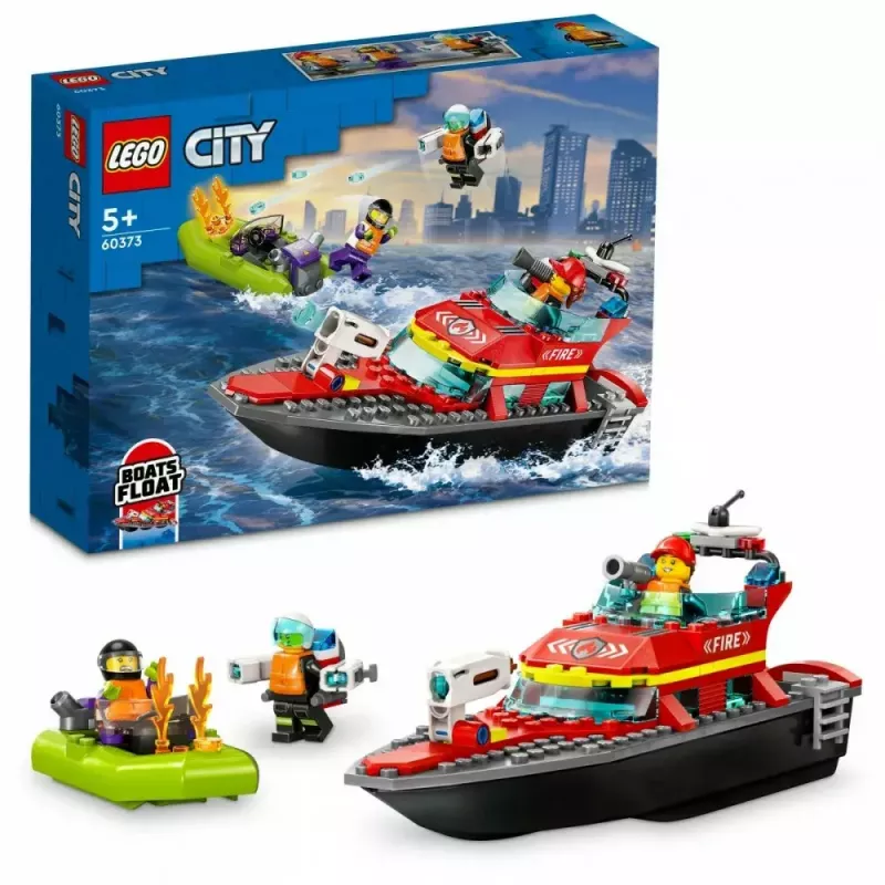 LEGO mängukomplekt Tuletõrjepaat 60373 — City seeria, 144 tk, 3 minifiguuri, vanusele 5+, mõõdud 80×230×70 mm
