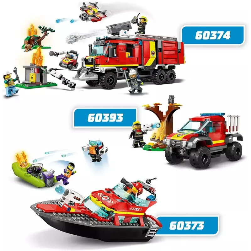 LEGO mängukomplekt Tuletõrjepaat 60373 — City seeria, 144 tk, 3 minifiguuri, vanusele 5+, mõõdud 80×230×70 mm