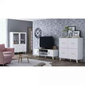 Küljekapp cama meble LOTTA 110 4D — 4 ust, 6 riiulit, Sonoma tamme pealispind, 1100×540×1190 mm