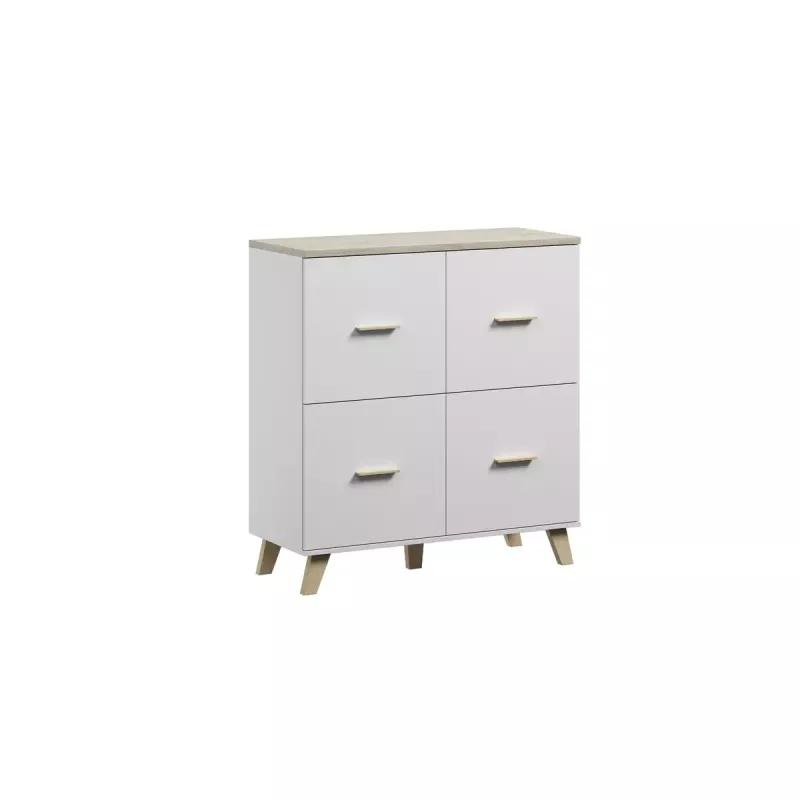 Küljekapp cama meble LOTTA 110 4D — 4 ust, 6 riiulit, Sonoma tamme pealispind, 1100×540×1190 mm