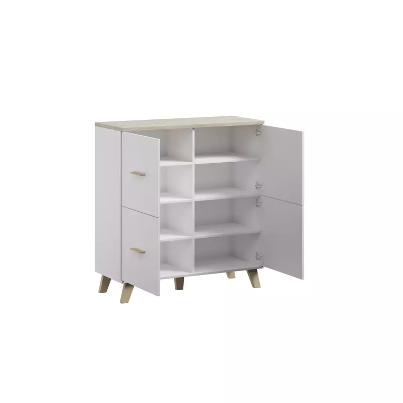 Küljekapp cama meble LOTTA 110 4D — 4 ust, 6 riiulit, Sonoma tamme pealispind, 1100×540×1190 mm