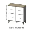 Küljekapp cama meble LOTTA 110 4D — 4 ust, 6 riiulit, Sonoma tamme pealispind, 1100×540×1190 mm
