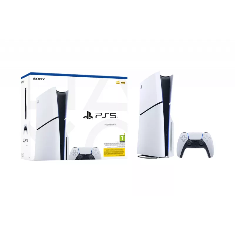 Sony PlayStation 5 (mudeligrupp - slim), PlayStation 5, must, valge, 16384 MB, GDDR6, 448 GB/s, AMD