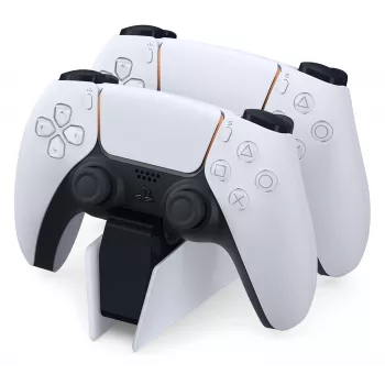 Laadimisalus Sony DualSense laadimisalus kahele PS5 puldile, valge, klõpsatav