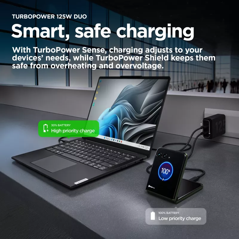Motorola TurboPower 125W Duo laadija universaalne must AC kiirlaadimine siseruumides