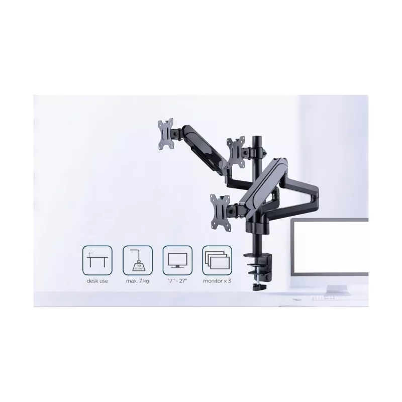 Monitor mount GEMBIRD MA-DA3-01 3-arm desk clamp/grommet for up to…