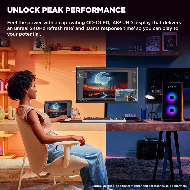 HP OMEN Transcend 31.5-tolline UHD 240 Hz OLED mängumonitor – Transcend 32