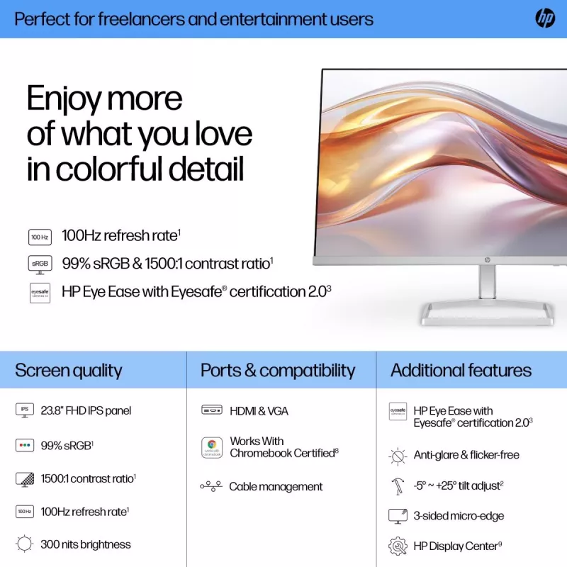 HP lauaarvuti monitor – 5. seeria 524sf – 24-tolline – 1920x1080 (FHD) – IPS