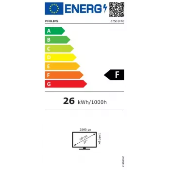 Philips E Line 275E2FAE/00 arvutimonitor 68,6 cm (27 tolli) 2560 x 1440 pikslit Quad HD LED must