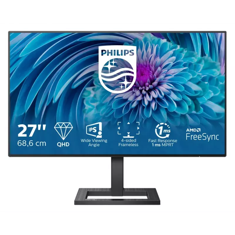 Philips E Line 275E2FAE/00 arvutimonitor 68,6 cm (27 tolli) 2560 x 1440 pikslit Quad HD LED must