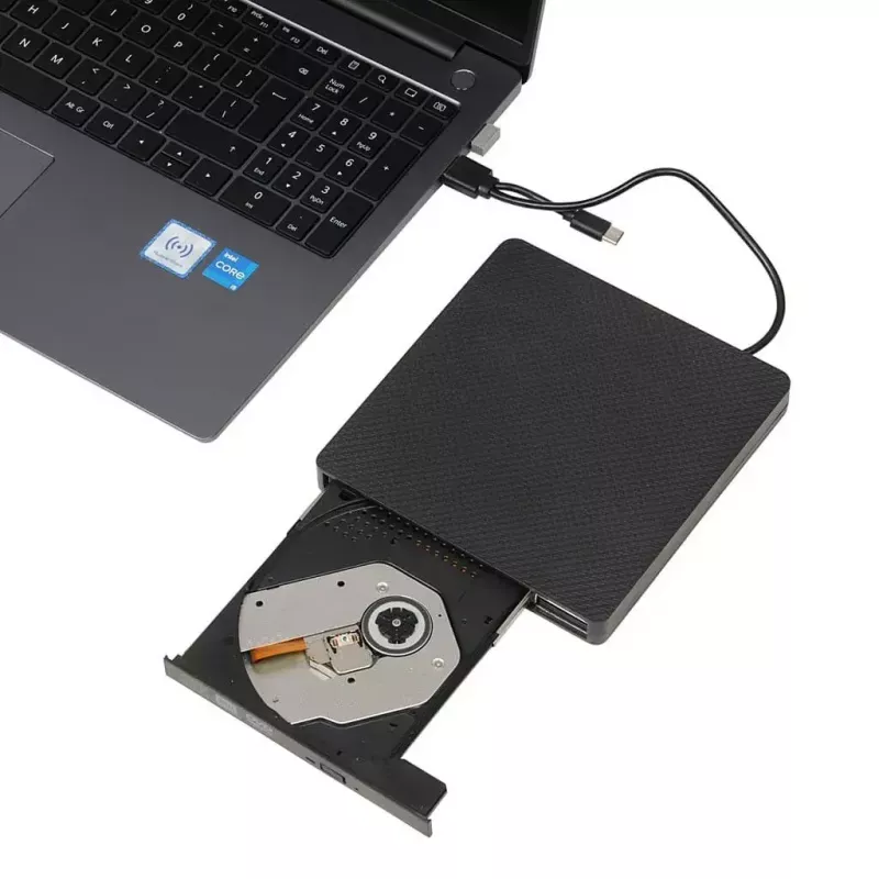 Optiline kettaseade IBOX IED03 DVD±RW USB 3.1 Gen1 (USB-C) must, salv, 24x CD / 8x DVD