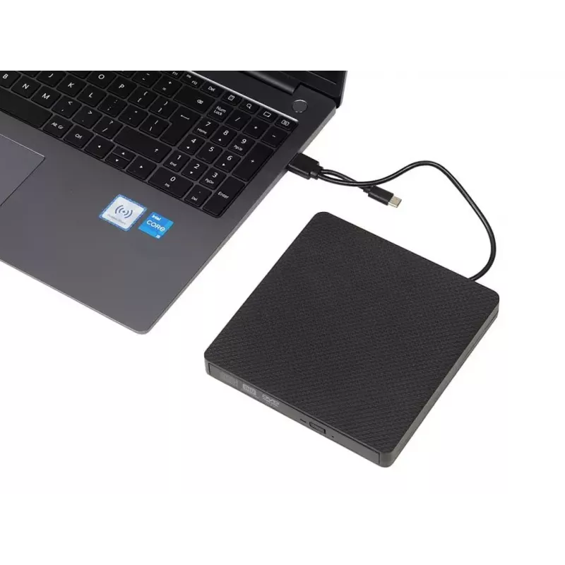 Optiline kettaseade IBOX IED03 DVD±RW USB 3.1 Gen1 (USB-C) must, salv, 24x CD / 8x DVD